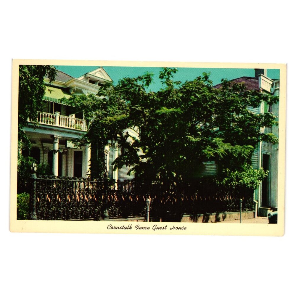 Cornstalk Fence Guest House New Orleans Vintage Postcard Royal Historic Landmark